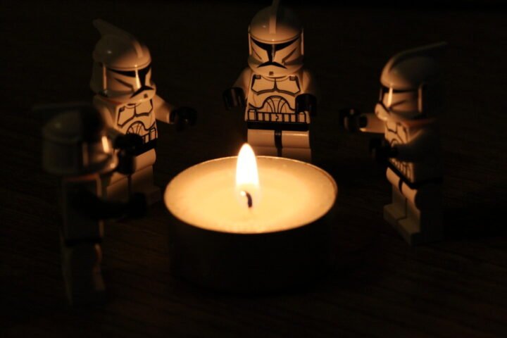 A campfire burning