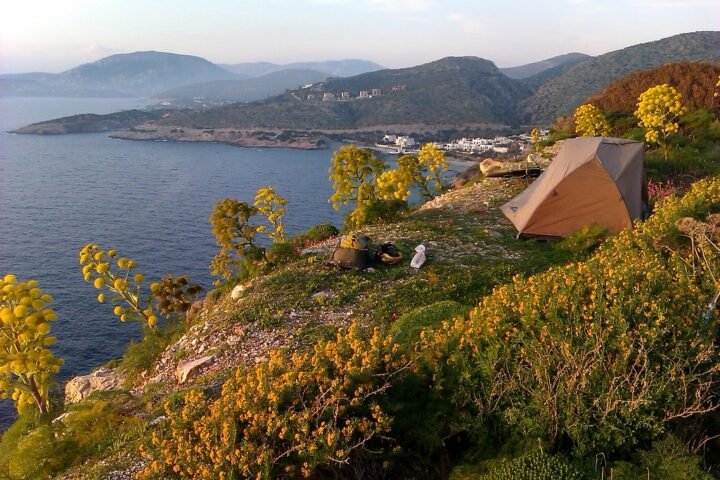 A campsite outdoors