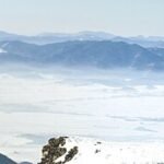 Hikers walking in winter in the Turiec region