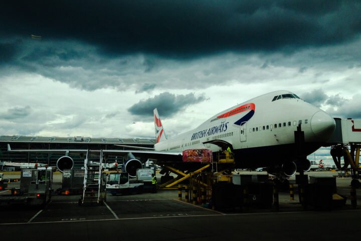 Luggage being loaded onto a British Airways plane