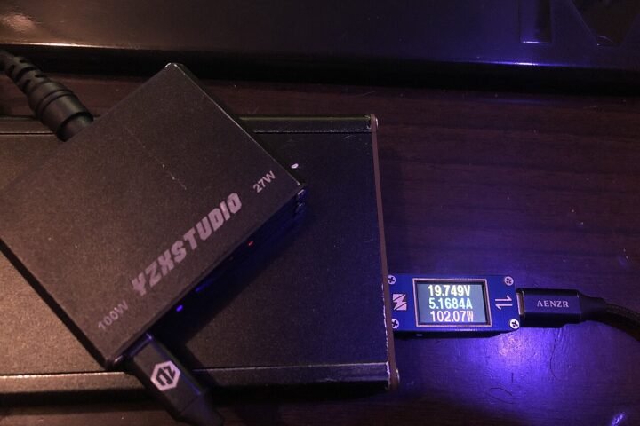 A homemade power bank being charged