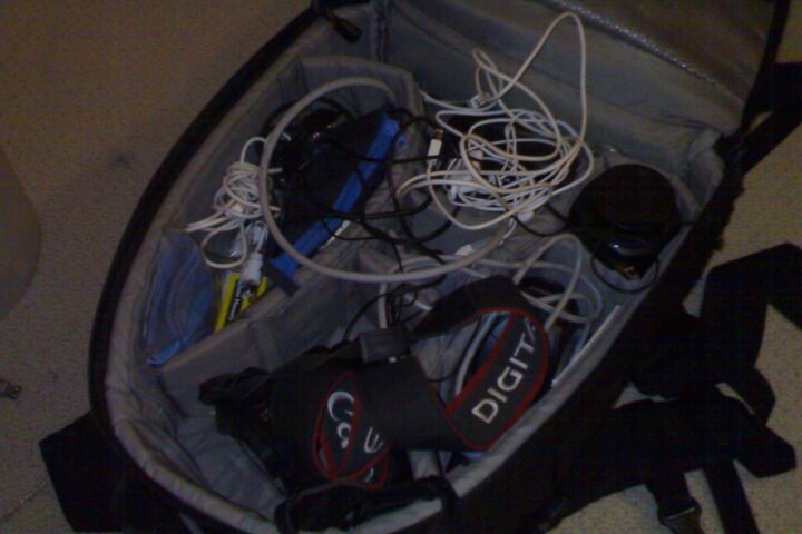 A messy backpack