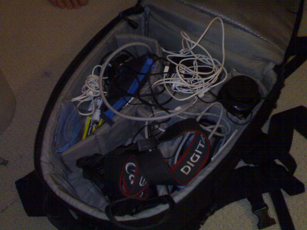 A messy backpack