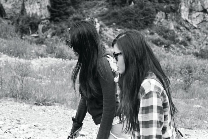 Friends hiking together outdoors