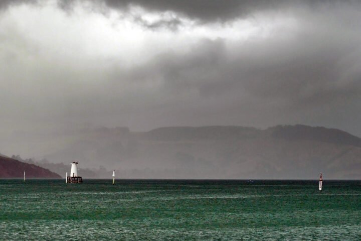 Approaching storm clouds over Lyttelton, New Zealand