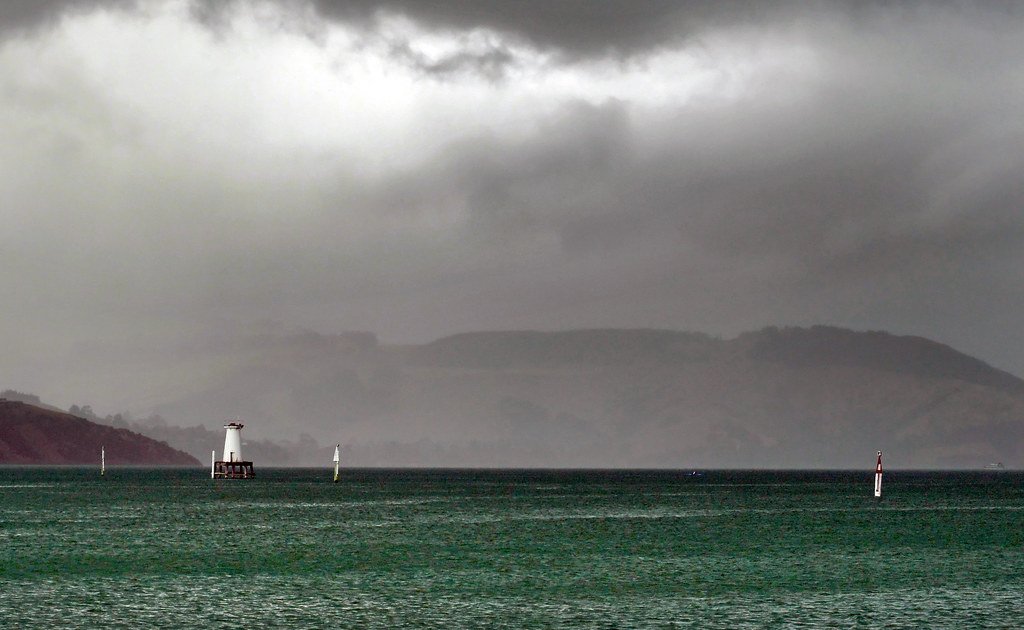 Approaching storm clouds over Lyttelton, New Zealand